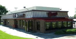 Wendy's in Arvada before the remodel, with a striped mansard roof